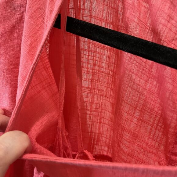 Old Navy Pink Cotton Flutter Wide Sleeve Keyhole Back Midi Dress Womens Size XL - Picture 5 of 12